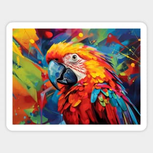 Parrot Animal Bird Portrait Colorful Painting Magnet